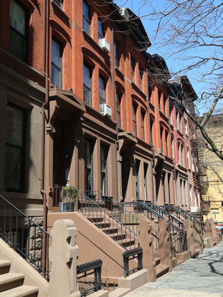 New York City brownstones at historic Brooklyn Heights neighborhood